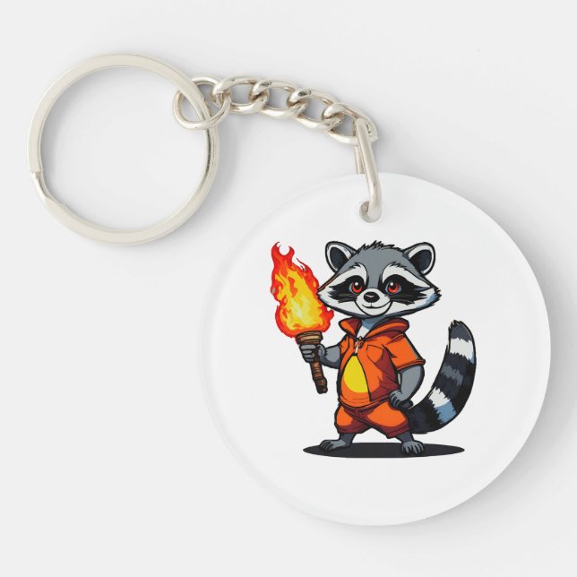Racoon with Torch Key Ring (Front)