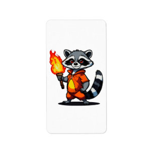 Racoon with Torch Label