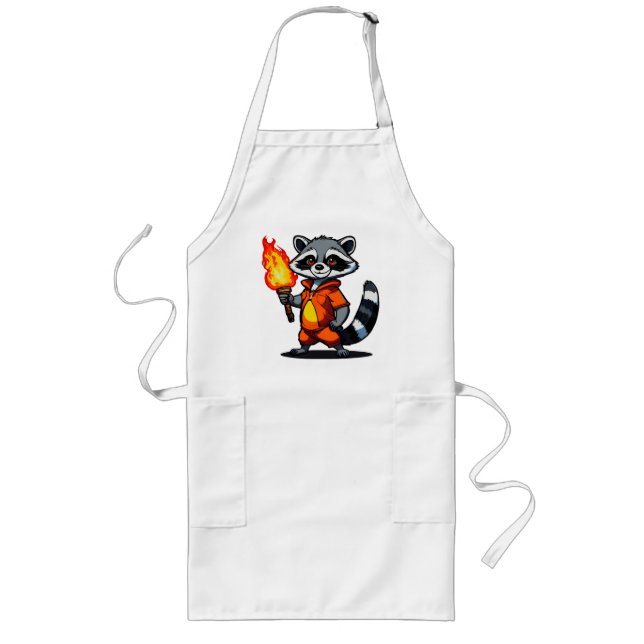 Racoon with Torch Long Apron (Front)