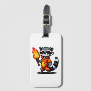 Racoon with Torch Luggage Tag