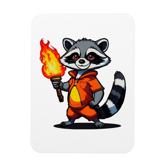 Racoon with Torch Magnet (Vertical)