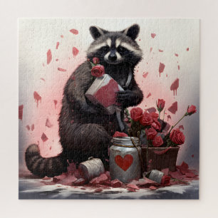 Racoon with Valentines day trash Jigsaw Puzzle
