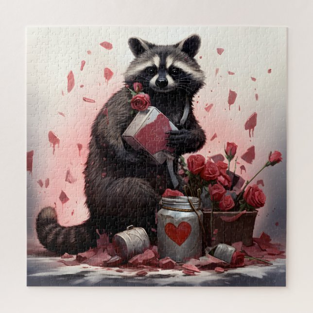 Racoon with Valentines day trash Jigsaw Puzzle (Vertical)