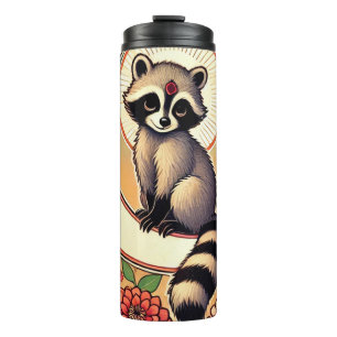Racoon with Zinnias                               Thermal Tumbler