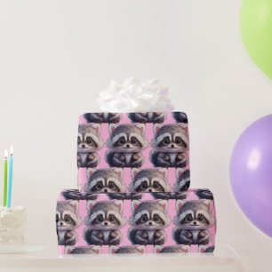 Racoon woodland animals forest friends wrapping paper