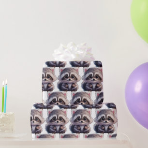 Racoon woodland animals forest friends wrapping paper