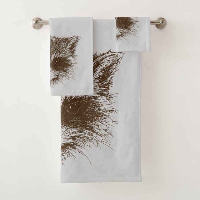 Racoon Woodland Creature Animal Drawing Bath Towel Set (Insitu)