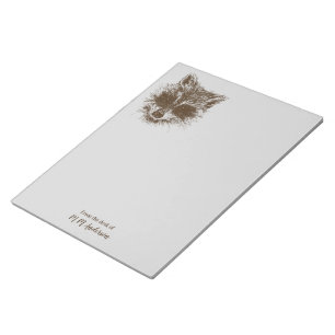 Racoon Woodland Creature Drawing Personalised Notepad