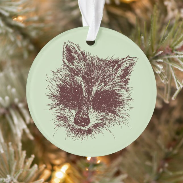 Racoon Woodland Creature Drawing Personalised Ornament (Tree)