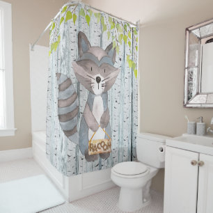 Racoon Woodland Friends - Watercolor illustration Shower Curtain