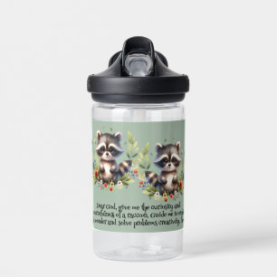 Racoon Woodland Kids Christian Prayer on Blue   Water Bottle