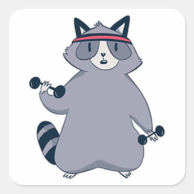 Racoon Workout Square Sticker (Front)