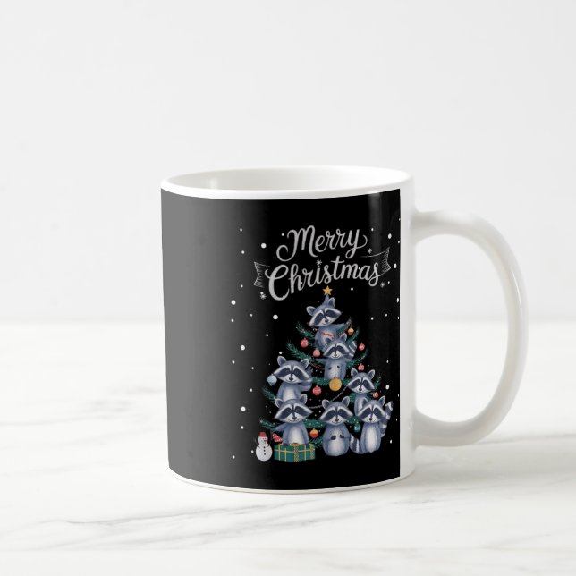 Racoon Xmas Tree Racoon Christmas Tree Merry Chr Coffee Mug (Right)