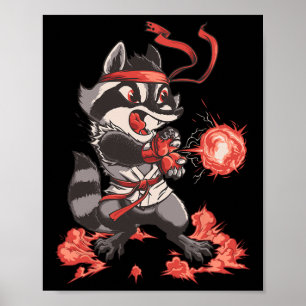 Racoondouken Funny Racoon Karate Fighter Arcade G Poster