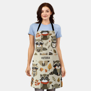 Racoons Watercolor Custom Pattern Apron