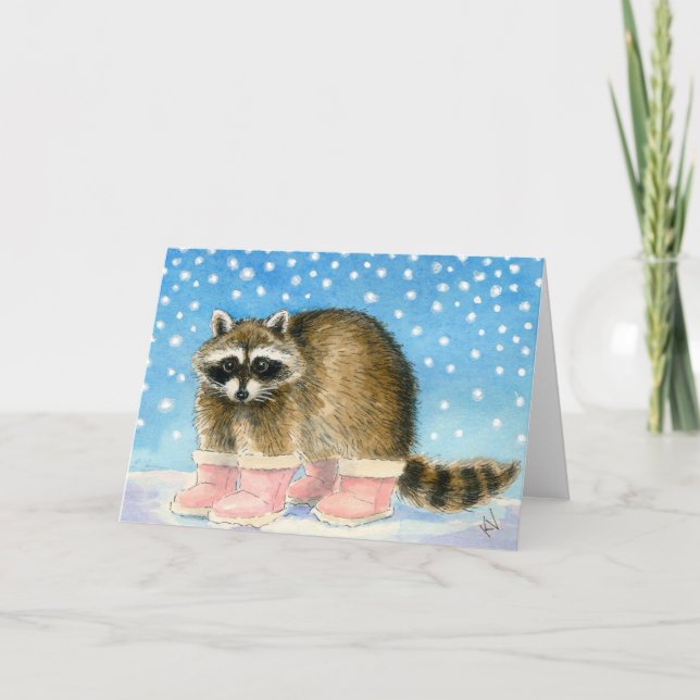 Racoon'sSnow Day greeting card (Front)