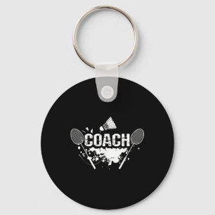 Racquet Smash Shuttle Coach Badminton Key Ring