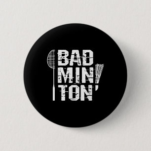Racquet Smash Shuttle Player Badminton  6 Cm Round Badge