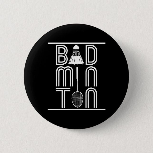 Racquet Smash Shuttle Player Badminton  6 Cm Round Badge (Front)
