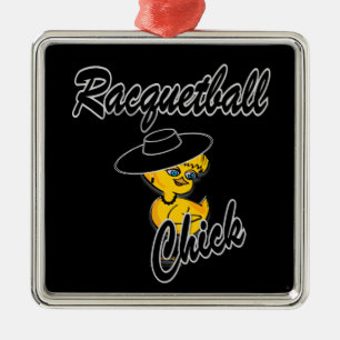 Racquetball Chick #4 Metal Tree Decoration