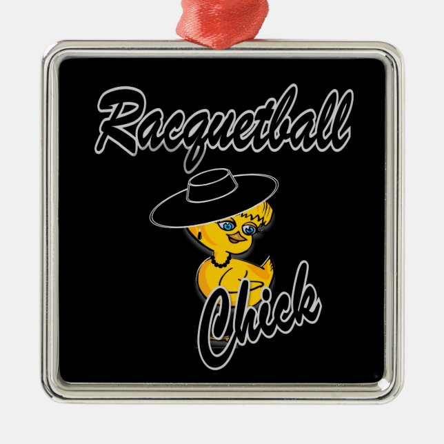 Racquetball Chick #4 Metal Tree Decoration (Front)