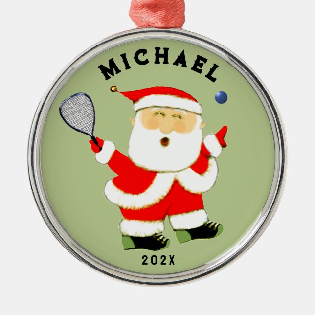 Racquetball Christmas Collectable Metal Tree Decoration (Front)