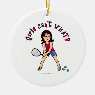 Racquetball Girl (Light) Ceramic Tree Decoration