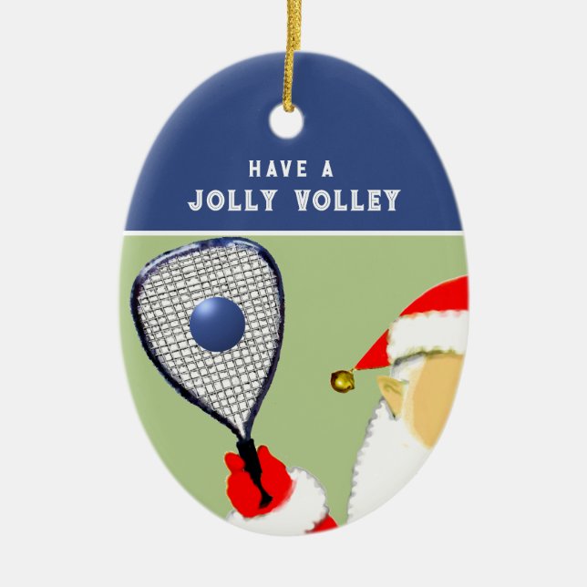 Racquetball Player Holiday Gift Ceramic Tree Decoration (Front)
