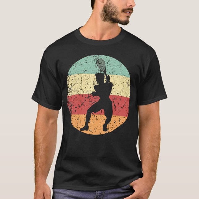 Racquetball Player Silhouette Retro Sports Icon T-Shirt (Front)