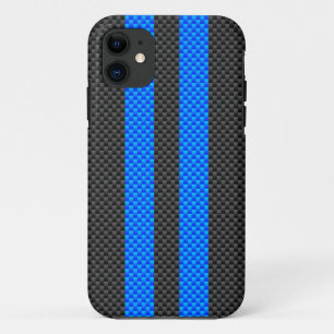 Racy Blue Carbon Fibre Style Racing Stripes Case-Mate iPhone Case
