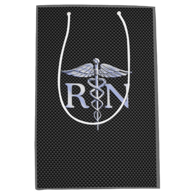Racy Registered Nurse RN Silver Caduceus Snakes Medium Gift Bag (Front)