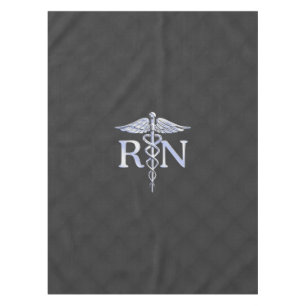 Racy Registered Nurse RN Silver Caduceus Snakes Tablecloth