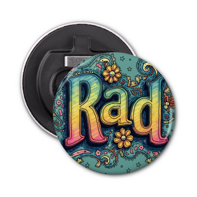 Rad 70s Groovy Psychedelic Aesthetic Bottle Opener (Front)