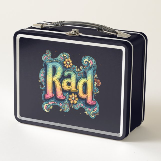 Rad 70s Groovy Psychedelic Aesthetic Metal Lunch Box (Front)
