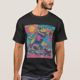 Rad 80s Dino Skater with Shades T-Shirt