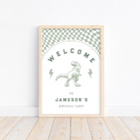 Rad Boys Dinosaur Green Birthday Welcome