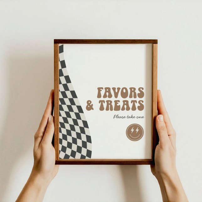 Rad Cool Dude Boy's Chequered Retro Favour Sign (Creator Uploaded)