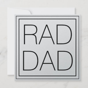 Rad Dad black minimalist typography square border Card