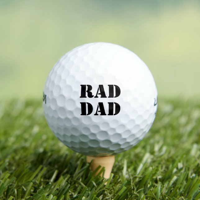 Rad Dad black modern typography cool Golf Balls (Insitu Tee)