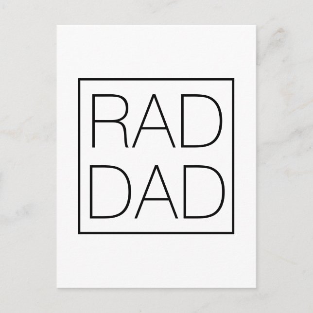 Rad Dad black typography and square minimalist fun Postcard (Front)