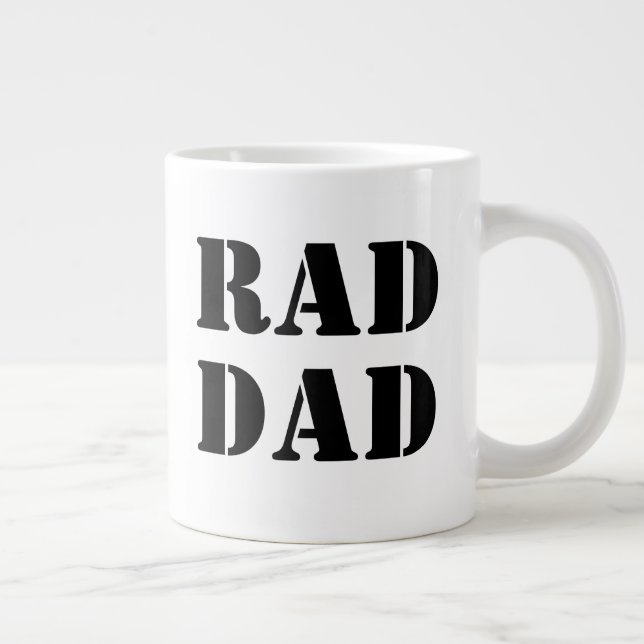 Rad Dad black white modern typography cool Large Coffee Mug (Right)