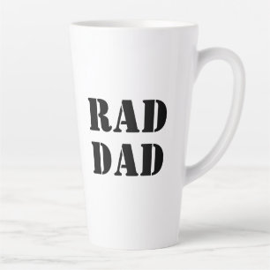 Rad Dad black & white modern typography cool Latte Mug