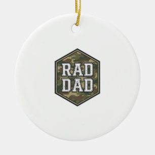 Rad Dad Camo Hexagon Vintage Engraving Design_1 Ceramic Tree Decoration