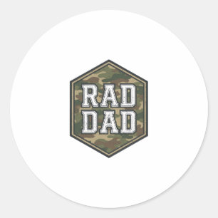 Rad Dad Camo Hexagon Vintage Engraving Design_1 Classic Round Sticker