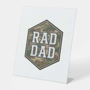Rad Dad Camo Hexagon Vintage Engraving Design_1 Pedestal Sign