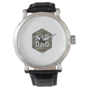 Rad Dad Camo Hexagon Vintage Engraving Design_1 Watch