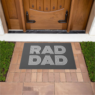 Rad Dad charcoal grey retro modern typography fun Doormat