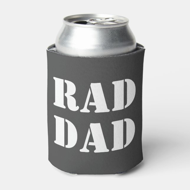 Rad Dad charcoal grey white modern typography cool Can Cooler (Can Front)