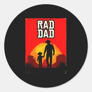 Rad dad father and son western sunset  classic round sticker