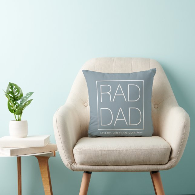 Rad Dad light dusty blue personalised minimalist Cushion (Chair)